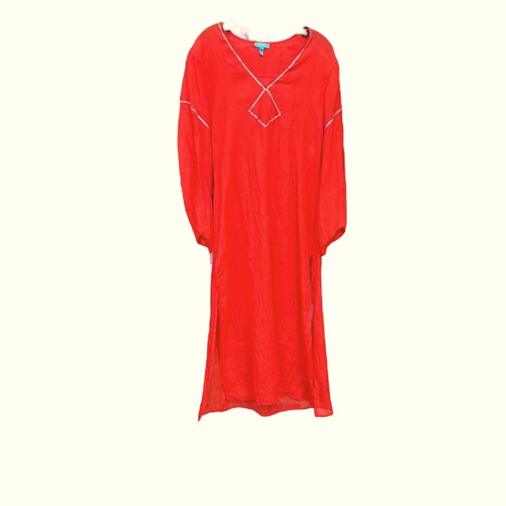 ESCADA red caftan or cover up embellished with  crystals , size 36, VGC
